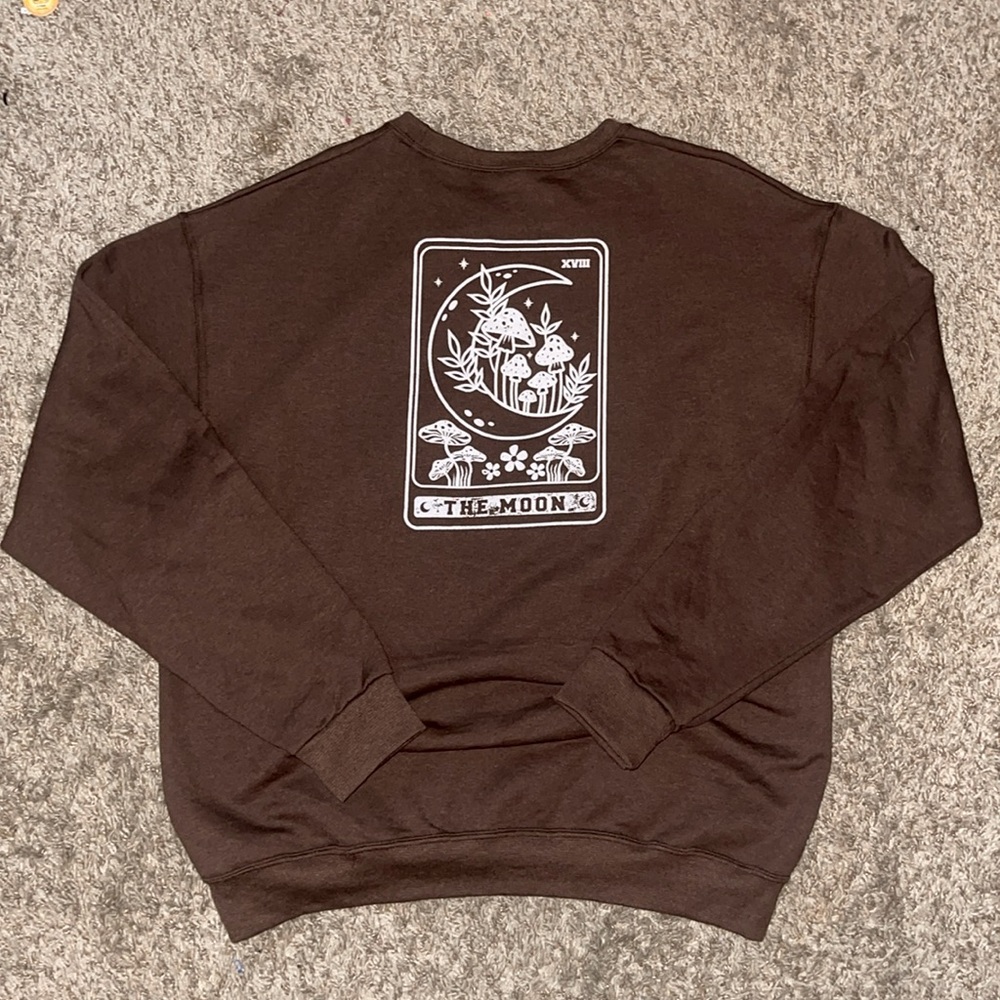 Dark Chocolate Brown Tarot Moon Card Crewneck